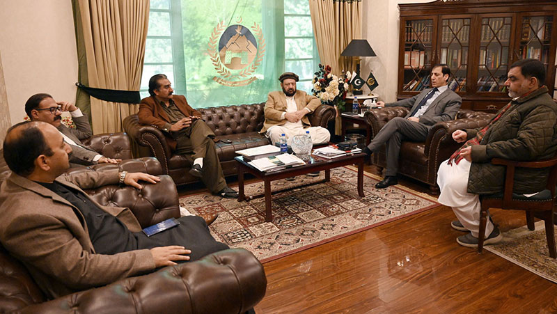 Chief Minister Gilgit-Baltistan Haji Gulbar Khan meeting with Caretaker Chief Minister of Khyber Pakhtunkhwa Justice (retd) Syed Irshad Hussain