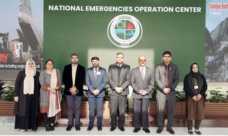 Group photo of Kohsar University Delegation at National Emergencies Operation Center (NEOC) of NDMA