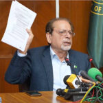 Caretaker Provincial Minister Information, Minority Affairs, Social protection, Muhammad Ahmed Shah addressing press conference regarding the General Election and law and order situation at Sindh Assembly