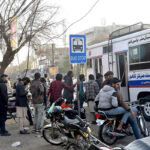 Job applications in the police department are being submitted by youths in the police mobile service in front of the police line, Empress Road.