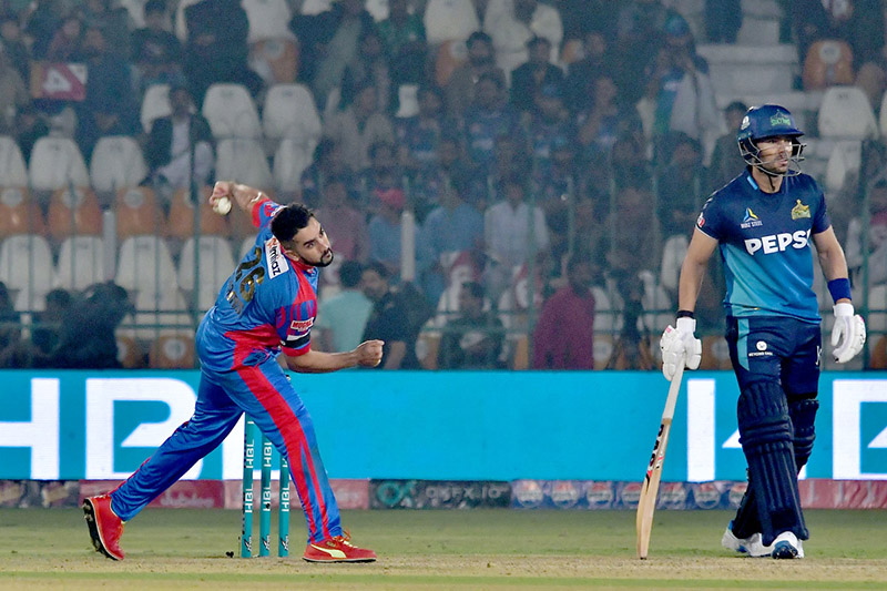 Karachi Kings wicketkeeper Saad Baig trying to run out the Multan Sultans batter Dawid Malan during the Pakistan Super League (PSL) Twenty20 cricket match plays between Multan Sultans and Karachi Kings at the Multan Cricket Stadium