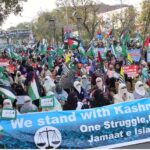 Women participating in rally on the occasion of Kashmir Solidarity Day at Mall Road