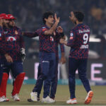 Peshawar Zalmi player Sam Ayub bowled by Agha Salman during the Pakistan Super League (PSL) Twenty20 cricket match between Islamabad United and Peshawar Zalmi at the Gaddafi Cricket Stadium