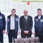 Dr. Syed Asif Hussain, Secretary ECP with Mr. Andrie Maximox, Chairperson of Civic Chamber and election observers at ECP Secretariat