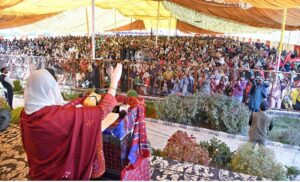 Bibi Aseefa Bhutto Zardari, the daughter of Shaheed Mohtarma Benazir Bhutto addressing to party workers convention during Election Campaign at Faridabad