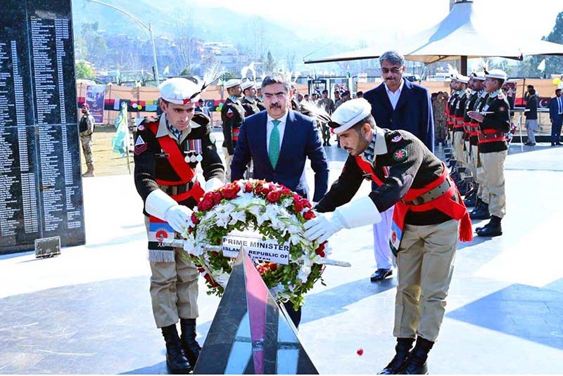 Caretaker Prime Minister Anwaar-ul-Haq Kakar laid a floral wreath at the Martyrs Monument on Kashmir Solidarity Day