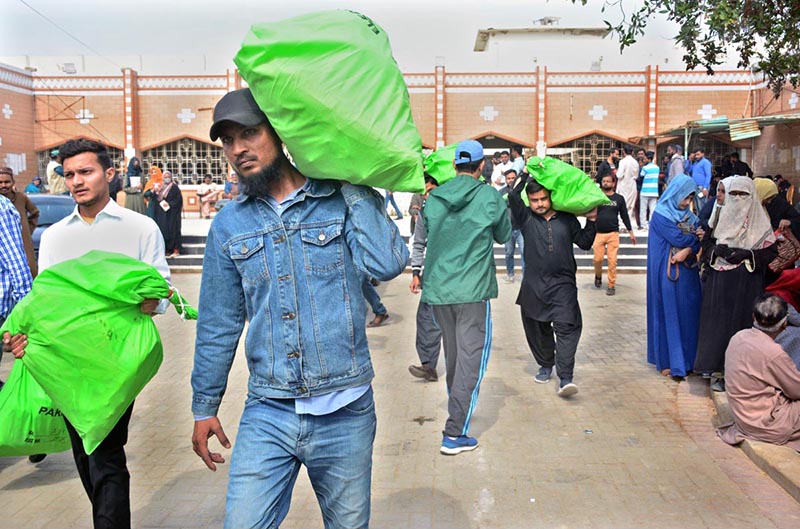 Army personnel standing alert on the eve of General Elections 2024 at Korangi Girls College