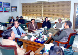 Principal Information Officer (PIO) Dr. Tariq Mehmood Khan in a meeting with a delegation of Rawalpindi Islamabad Bureaus Journalists Association (RIBJA) at PID Headquarters.