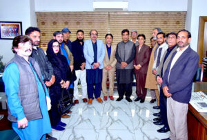 Principal Information Officer (PIO) Dr. Tariq Mehmood Khan in a meeting with a delegation of Rawalpindi Islamabad Bureaus Journalists Association (RIBJA) at PID Headquarters.