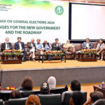 Caretaker Federal Minister for Information & Broadcasting, Murtaza Solangi addresses the seminar on General Elections 2024 Challenges for the New Government and the Road Map organized by Press Information Department of Ministry of Information and Broadcasting at Auditorium National Museum of Pakistan
