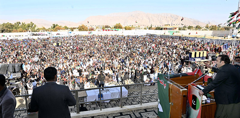 Chairman Pakistan People’s Party, Bilawal Bhutto Zardari addressing to public gathering during Election Campaign