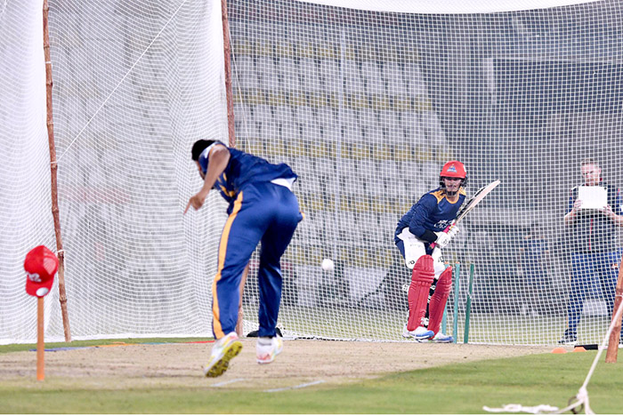 Players of Karachi Kings participating in a practice session for the upcoming PSL 9 at Multan Cricket Stadium.