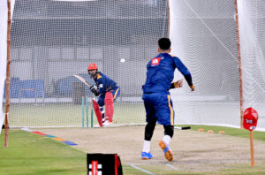 Players of Karachi Kings participating in a practice session for the upcoming PSL 9 at Multan Cricket Stadium.