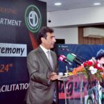 Principal Information Officer Dr Tariq Mehmood Khan addresses the inaugural ceremony of "the Media Coordination and Facilitation Centre" at Press Information department