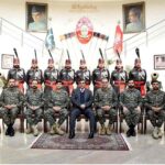 Caretaker Interior Minister Dr. Gohar Ejaz reciting Fatiha after laying wreaths on the martyrs' memorial at Pakistan Rangers (Punjab) Headquarters