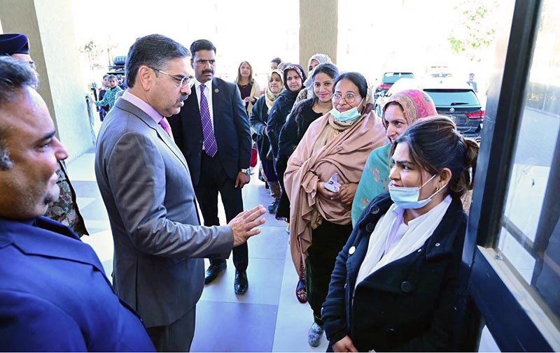 Caretaker Prime Minister Anwaar-ul-Haq Kakar visits various polling stations for the General Elections 2024 in Islamabad and Rawalpindi