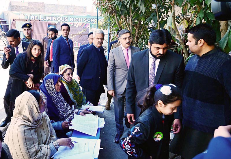 Caretaker Prime Minister Anwaar-ul-Haq Kakar visits various polling stations for the General Elections 2024 in Islamabad and Rawalpindi