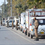 Army personnel standing alert on the eve of General Elections 2024 at University Road
