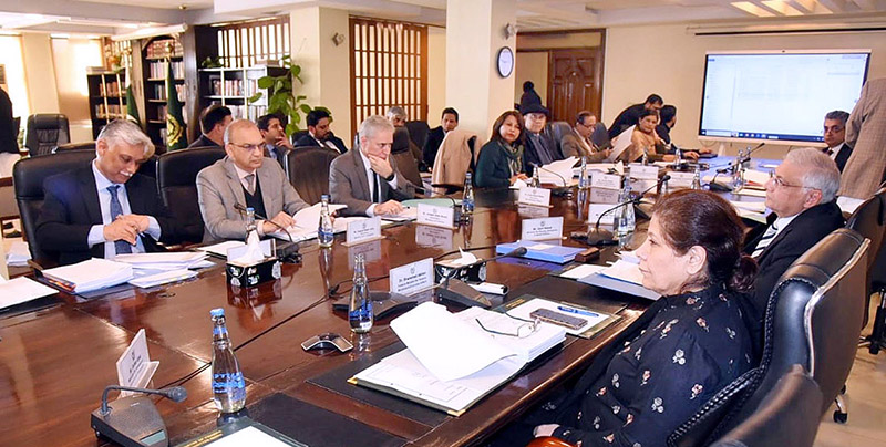 Caretaker Federal Minister for Finance, Revenue, and Economic Affairs, Dr. Shamshad Akhtar presides over a meeting of the Economic Coordination Committee (ECC) of the Cabinet