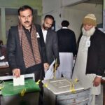 Candidate NA -57, Rashid Shafiq casts his vote in a polling station during General Elections-2024.