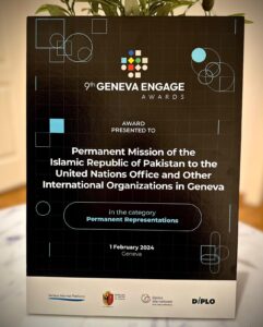 Geneva Engage Awards: Pakistani mission ranked first for social media engagement