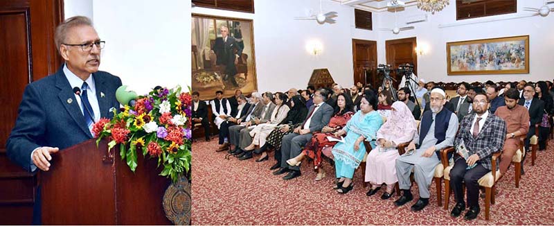 President Dr. Arif Alvi addressing the 1st Karachi Festival of Books and Libraries