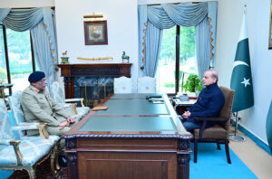  Chairman Joint Chief of Staff Committee General Sahir Shamshad Mirza calls on Prime Minister Shehbaz Sharif.