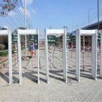 A view of walk through gates for security purpose at Rawalpindi Cricket Stadium for Pakistan Super League (PSL) season nine T20 cricket matches.