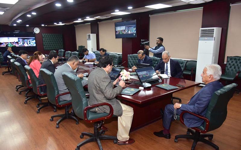 Federal minister for Aviation Khawaja Muhammed Asif chairs a meeting on outsourcing of airports and privatisation of PIACL at aviation division.