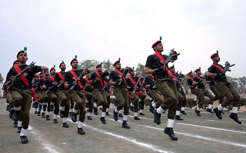 Police personnel performing parade during Passing Out Parade ''Basic Recruit Class Course'' held at Police Training School.