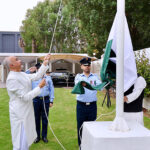Ambassador Faisal Niaz Tirmizi, Pakistan’s Envoy to the United Arab Emirates hoisting the national flag during the National Day event at the Embassy
