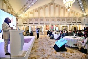 Federal Secretary (MoFEPT) Waseem Ajmal Chaudhry addressing during the launching ceremony of National Achievement Test 2023 Assessing the Learning Environment organized by Pakistan Institute of Education