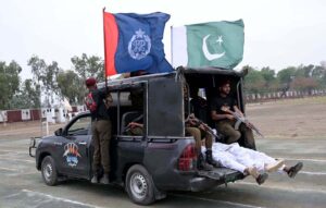 Police personnel performing parade during Passing Out Parade ''Basic Recruit Class Course'' held at Police Training School.