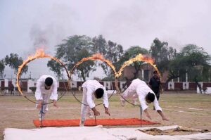 Police personnel performing parade during Passing Out Parade ''Basic Recruit Class Course'' held at Police Training School.