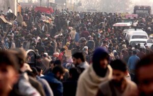 A large number of people purchasing fruits and vegetables in connection with upcoming Holy Month of Ramadan at Islamabad Fruit and vegetable market