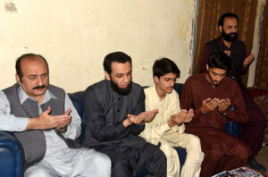 Federal Minister for Information and Broadcasting, Attaullah Tarar is talking to the media at Gwalmandi.