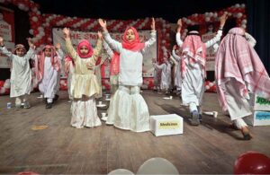 Students performing in tableau during annual prize distribution ceremony 2023-2024 of local school