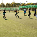 Children enjoy swings in a local Park