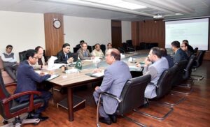 Federal Minister for Science and Technology, Dr. Khalid Maqbool Siddiqui chairing a meeting.