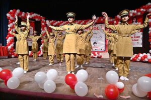Students performing in tableau during annual prize distribution ceremony 2023-2024 of local school