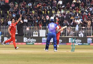 Multan Sultans batter Usman khan play a shot during the Pakistan Super League (PSL 9) Twenty20 cricket match between Multan Sultans and Islamabad United at Pindi Cricket Stadium