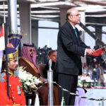 President Asif Ali Zardari addressing the Pakistan Day Parade ceremony, at Shakarparian Parade Ground
