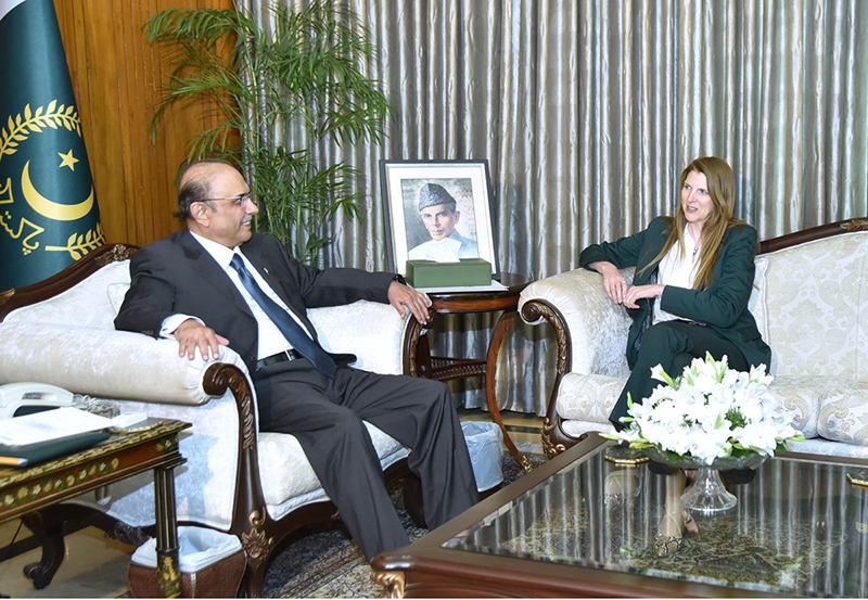 The British High Commissioner to Pakistan, Ms Jane Marriott, calls on President Asif Ali Zardari, at Aiwan-e-Sadr