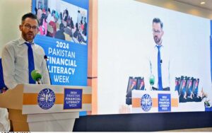 Lead Financial Sector Specialist in the Finance, Competitiveness and Innovation Global Practice, World Bank Group, Miquel Dijkman addressing during launching ceremony of Pakistan Financial Literacy Week at SBP. 