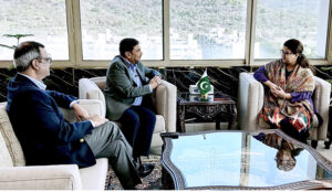 CEO Telenor Khurram Ashfaque calls on Minister of State for IT and Telecommunication Ms. Shaza Fatima Khawaja.