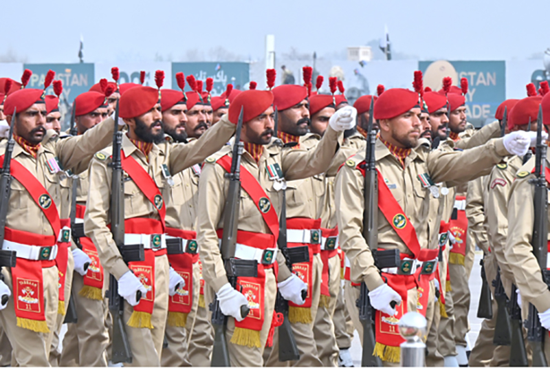 Pakistan Army troops participate in Pakistan Day 2024 parade ceremony, at Shakarparian Parade Ground