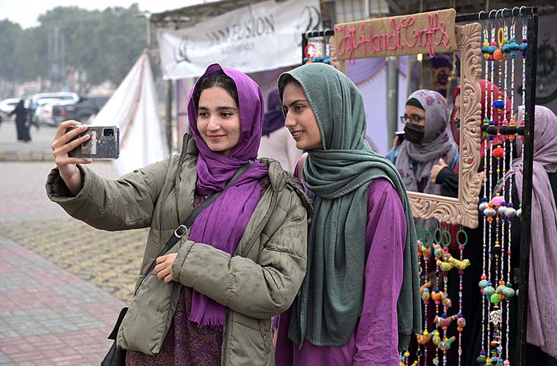 Students visiting different stalls during the Research Arena exhibition held at the University of Sargodha