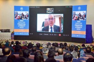 Lead Financial Sector Specialist in the Finance, Competitiveness and Innovation Global Practice, World Bank Group, Miquel Dijkman addressing during launching ceremony of Pakistan Financial Literacy Week at SBP.