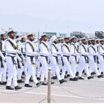 Pakistan Navy troops participate in Pakistan Day 2024 parade march past ceremony, at Shakarparian Parade Ground