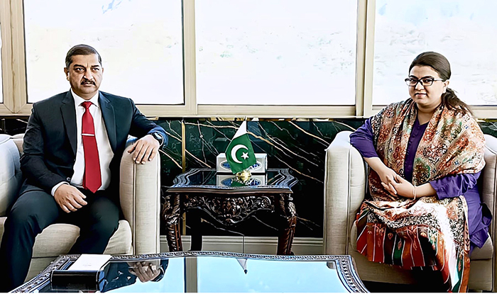 Director General Special Communication Organization (SCO) Major General Umar Ahmad Shah calls on Minister of State for IT and Telecommunication Ms. Shaza Fatima Khawaja.